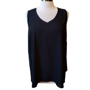 Tank Top Black V-Neck Flowy Cato